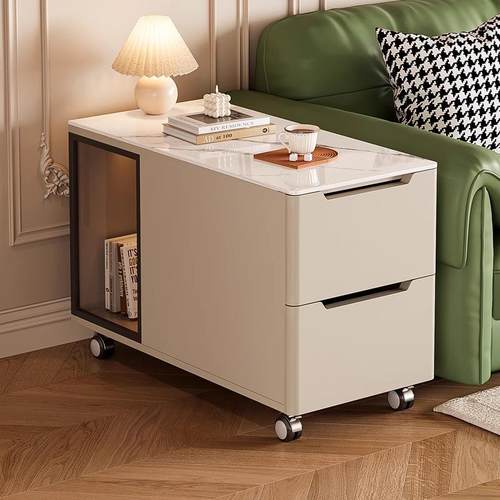 实木可移动边几沙发边柜侧边柜轻奢高级感岩板茶几床边小桌子边柜