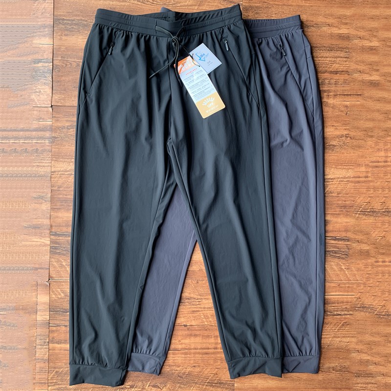 实拍男装外贸冰丝裤薄款夏运动裤弹力收口卫裤修身显瘦休闲长裤子