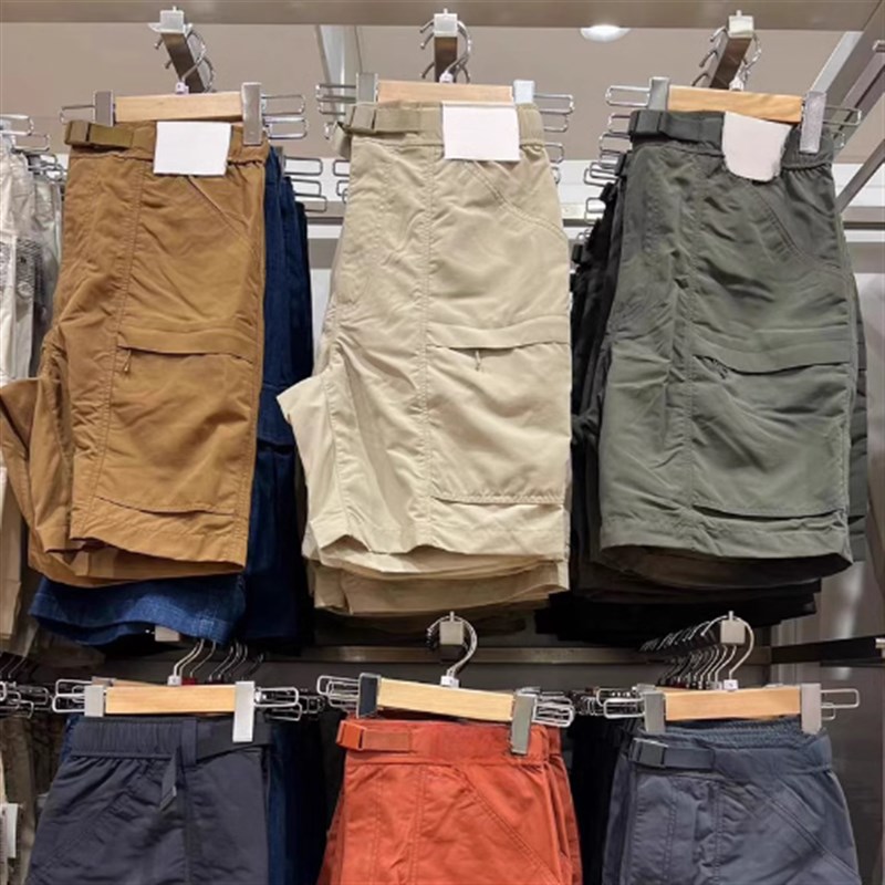 日单外贸 轻量透气防水尼龙短裤 夏季男女户外多口袋工装休闲中裤