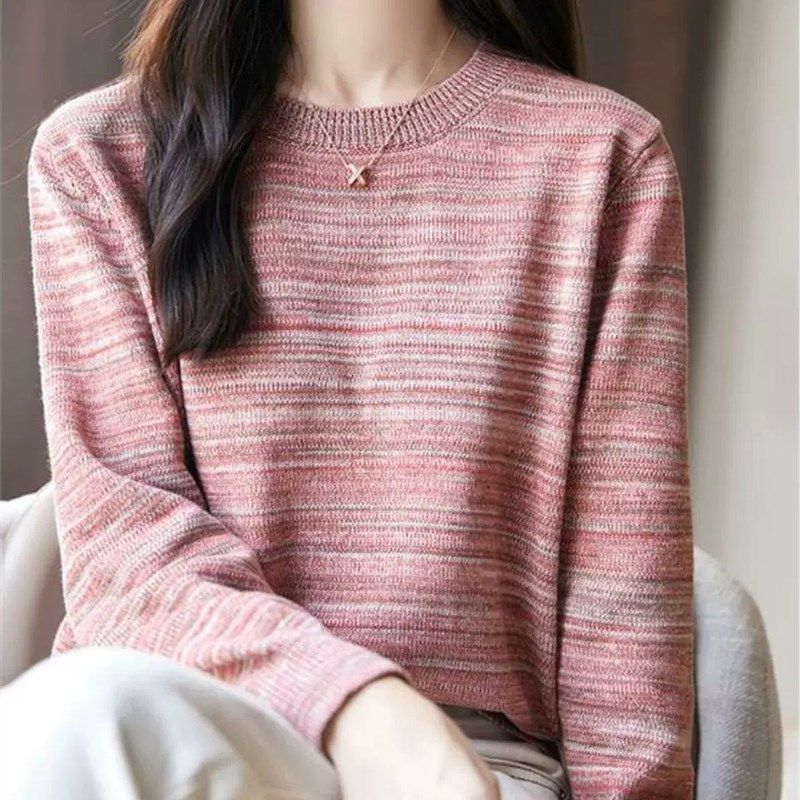 秋冬纯棉线加厚长袖针织打底衫女圆领毛衣韩版宽松内搭全棉线上衣,女装/女士精品,毛针织衫,淘宝优惠券,粉丝福利购,淘宝优惠卷