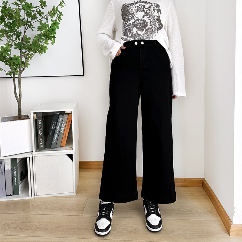 大码直筒牛仔裤女2025春季高腰宽松女裤梨形显瘦奶奶裤胖mm裤子春