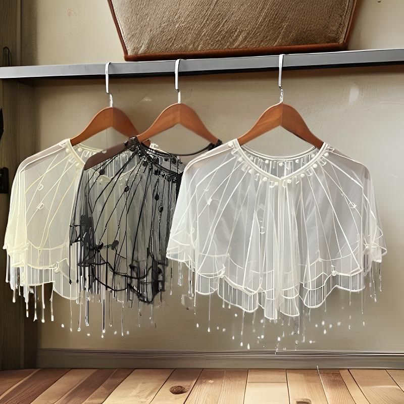 外搭披肩旗袍婚纱百搭轻奢手工钉珠蕾丝网流苏短款搭配裙子小坎肩,服饰配件/皮带/帽子/围巾,围巾/丝巾/披肩,淘宝优惠券,粉丝福利购,淘宝优惠卷