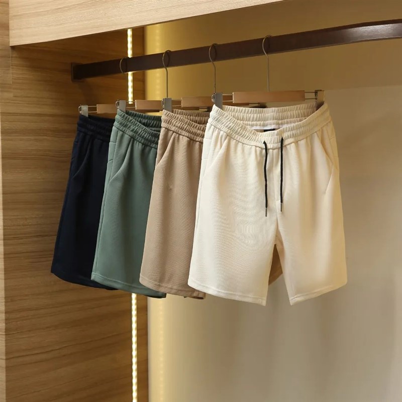 日系机能风!進口针织面料!柔软透气纯色男士夏季松紧腰五分短裤