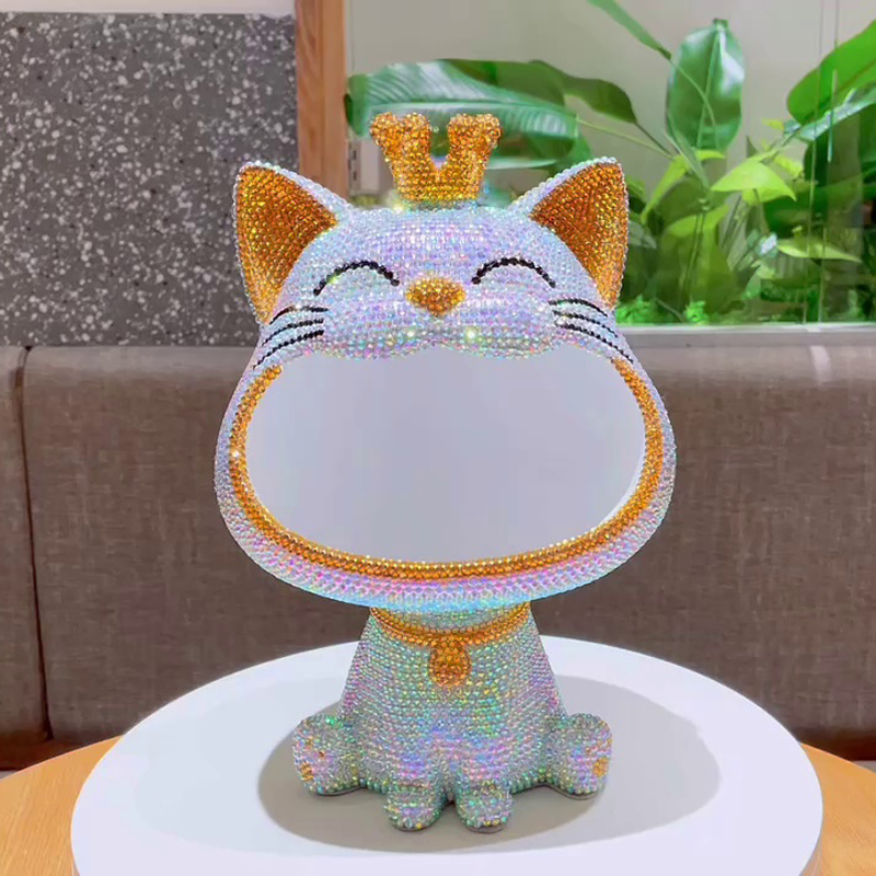 手工diy贴钻招j财猫收纳艺术摆件diy奶泡机时间家居装饰品黏钻猫