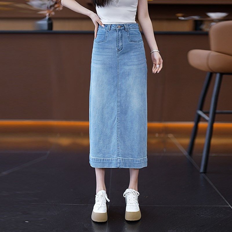 爆款推荐牛仔半身裙女2025夏季新款高腰宽松薄款后开叉一步中长裙,女装/女士精品,时尚防晒服,淘宝优惠券,粉丝福利购,淘宝优惠卷