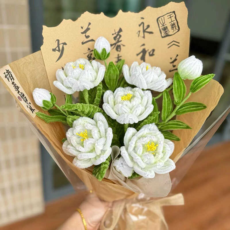 创意新中式栀子花束扭扭棒手工diy送朋友生日毕业礼物闺蜜情人节