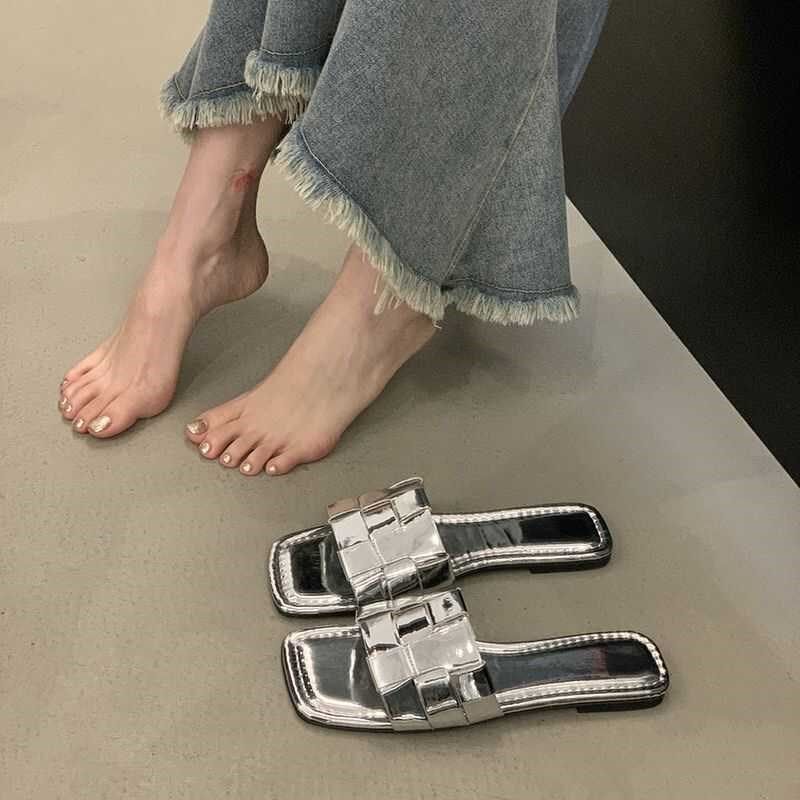 大码凉鞋41一43女鞋外穿胖v脚宽脚鞋子女2024夏季新款拖鞋平底软,女鞋,一字拖,淘宝优惠券,粉丝福利购,淘宝优惠卷