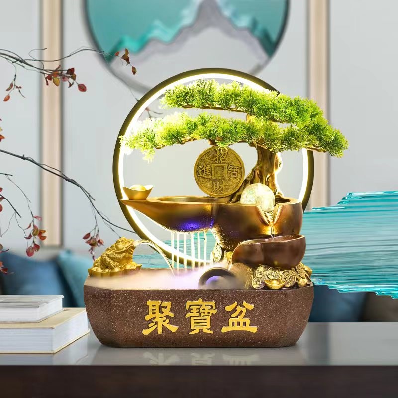 店铺开业礼品假山流水新居乔迁桌面客厅风水轮招财摆件水景装饰品