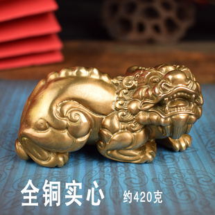 全铜实心招财天禄貔貅手把件办公室客厅桌面P摆件车载中控台摆件