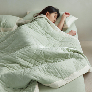 泡泡纱纯棉夏凉被全棉双层纱手感空调被四件套水洗棉夏被夏季 薄被
