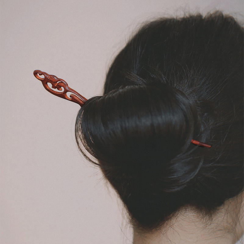 小叶紫檀发簪女复古盘头发钗子送女友礼物古风木簪子发饰生日礼物