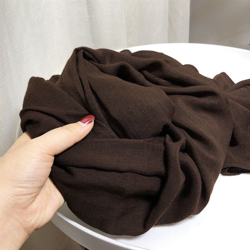 秋冬季新款棉麻围巾女咖啡色纯色春秋长款丝巾韩版百搭.超大围脖