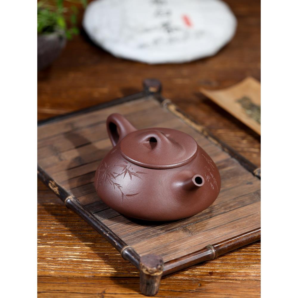 宜兴紫砂壶原矿纯手工著名功夫茶套装茶壶家用正品大刻石瓢壶