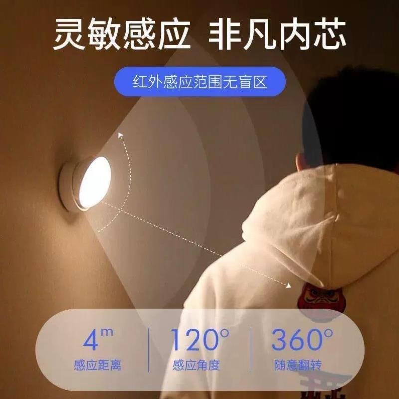 贴在墙上的灯小夜灯无线可充电宿舍寝室床上台灯悬挂式粘贴墙