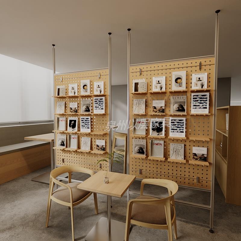 北欧风创意展示架铝型材洞洞板免打孔屏风办公装饰隔断饰品挂件木