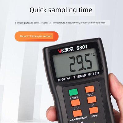 胜利数字温度计温度计工业高精度数字Dm6801A热电偶探头接触型