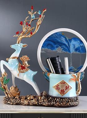 一路节节高升桌面轻奢高级感解压流沙画摆件茶几遥控器创意收纳装