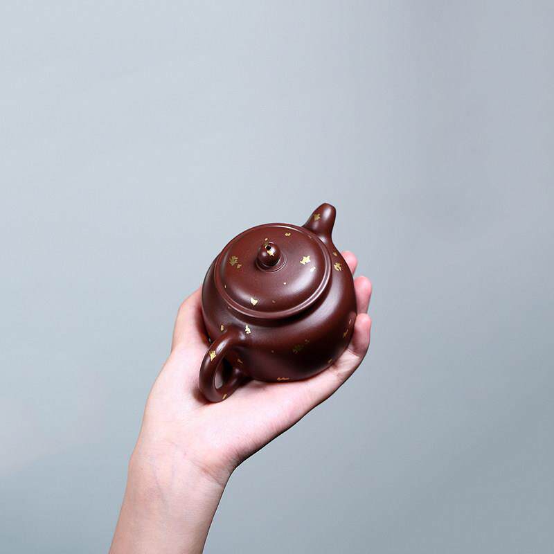 宜兴紫砂壶纯全手工泡茶壶原矿紫朱泥小容量洒撒金德钟壶