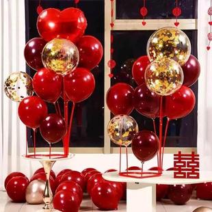 饰订婚汽球立柱地飘婚礼场景婚庆用品大全 结婚气球桌飘婚房布置装