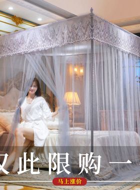 蚊帐2024新款高级家用卧室加密加厚宫廷落地蚊账2023年蚊帐带支架