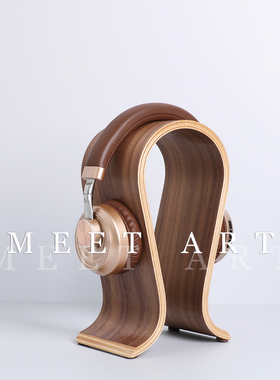 现代简约皮质耳机木质耳机支架 样板间儿童房书房饰品软装摆件