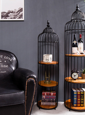 北欧铁艺鸟笼摆件室内轻奢多层架客厅落地置物架家居房间大型摆设