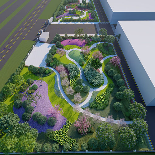 园林绿化设计景观庭院厂房花卉种植动画效果图施工图制作代画代做