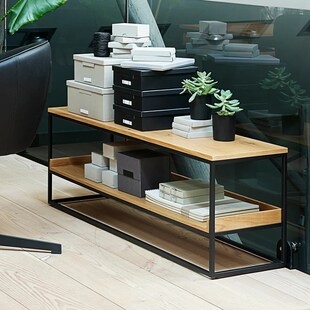 简约客厅矮c落地柜置物架铁艺实木电视柜沙发后长条窄桌书架床尾