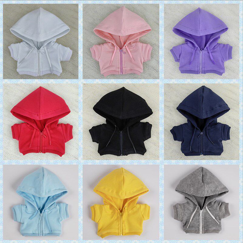 可定制娃衣10cm15cm20cm拉链连帽卫衣外套运动服套装棉花娃娃公仔