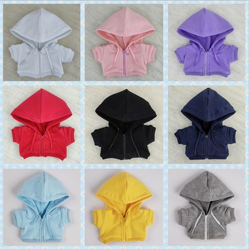 可定制娃衣10cm15cm20cm拉链连帽卫衣外套运动服套装棉花娃娃公仔