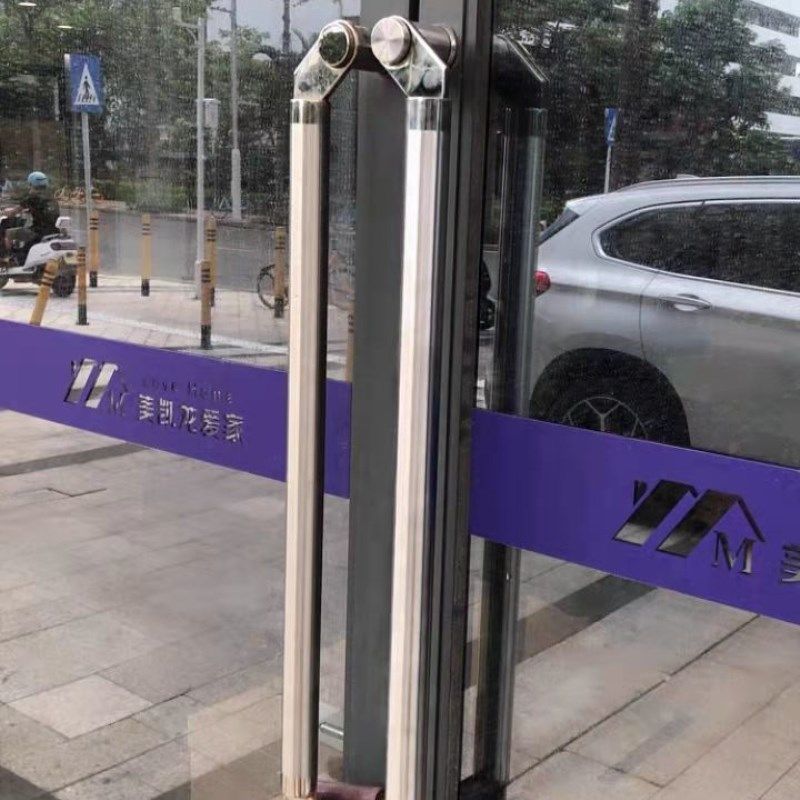 玻璃门拉手不锈钢电镀中砂加厚刀头型斜拐脚有框门推拉把手