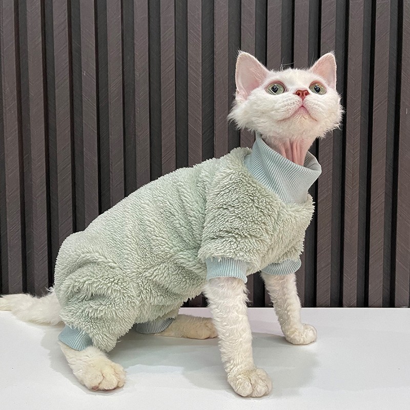 弹性大加厚护肚子四脚衣无毛猫衣服斯芬克斯猫德文衣服双面绒好穿