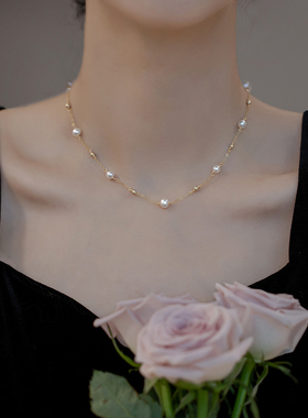 天然淡水珍珠项链女小众设计高级感配饰颈链2024年新款爆款锁骨链