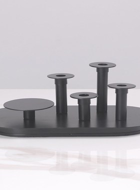 简约现代黑色白色磁铁烛台摆件框架托盘别墅酒店样板间桌面装饰品