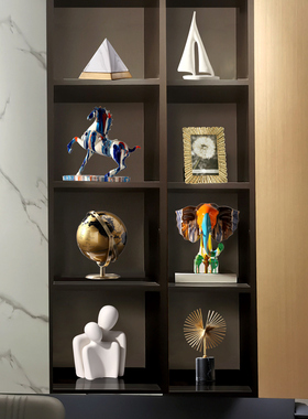 客厅隔断软装饰品酒柜摆件套装2023新款轻奢高档办公室书柜工艺品