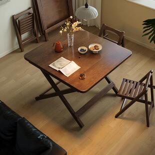 家小幸可折叠实木餐桌家用小方桌出租房小户型简易方桌便携式桌子