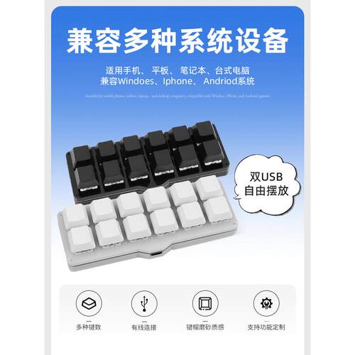 12键2线USB自定义机械键盘键盘宏可编程快捷键一键密码游戏辅助