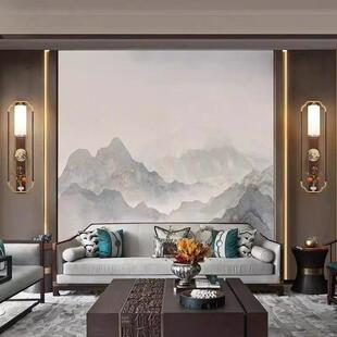 新型中式壁灯胡桃木全铜高档别墅客厅背景墙实木壁灯古典卧室床头