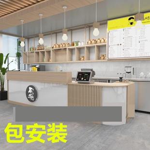 公司前台接待台简约现代超市店铺培训机构弧形吧台转角收银台柜台