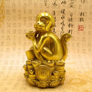 纯铜猴子摆件大号元宝生肖猴福禄寿铜猴工艺品家居风水装饰品摆设