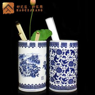 景德镇陶瓷书画 画卷轴字画 画缸瓷器青花箭筒帽筒放伞筒大花瓶客