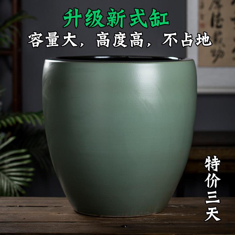中国风陶瓷水缸庭院种树养花大号青花荷花缸底部有孔家用花盆