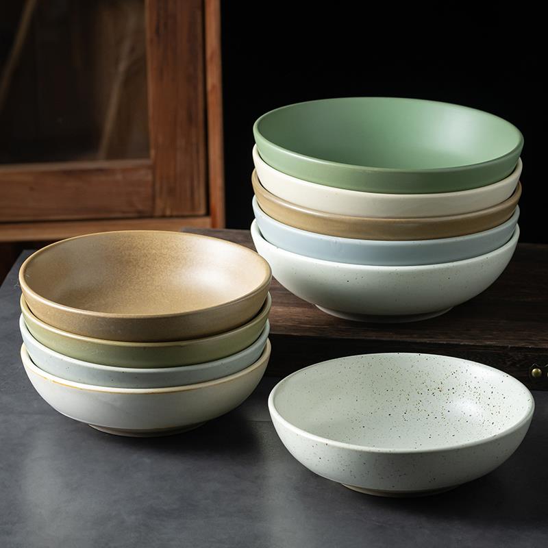 大号粗陶浅碗现代简约陶瓷碗盘水果盘蔬菜沙拉碗盘意面饭碗汤面碗