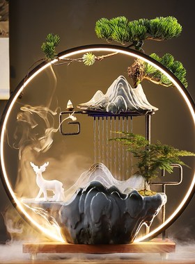 创意招财流水摆件客厅高端摆饰循环水喷泉办公室桌摆乔迁开业礼品