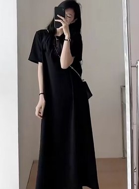 高个子加长版连衣裙女夏季175微胖170到脚踝大码长裙超长款t恤裙