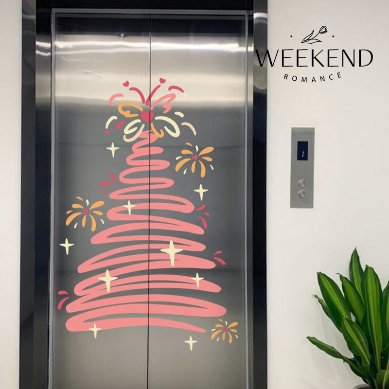 春日序章客厅氛围感好物电梯入户门口装饰电梯贴纸高级感玻璃贴画