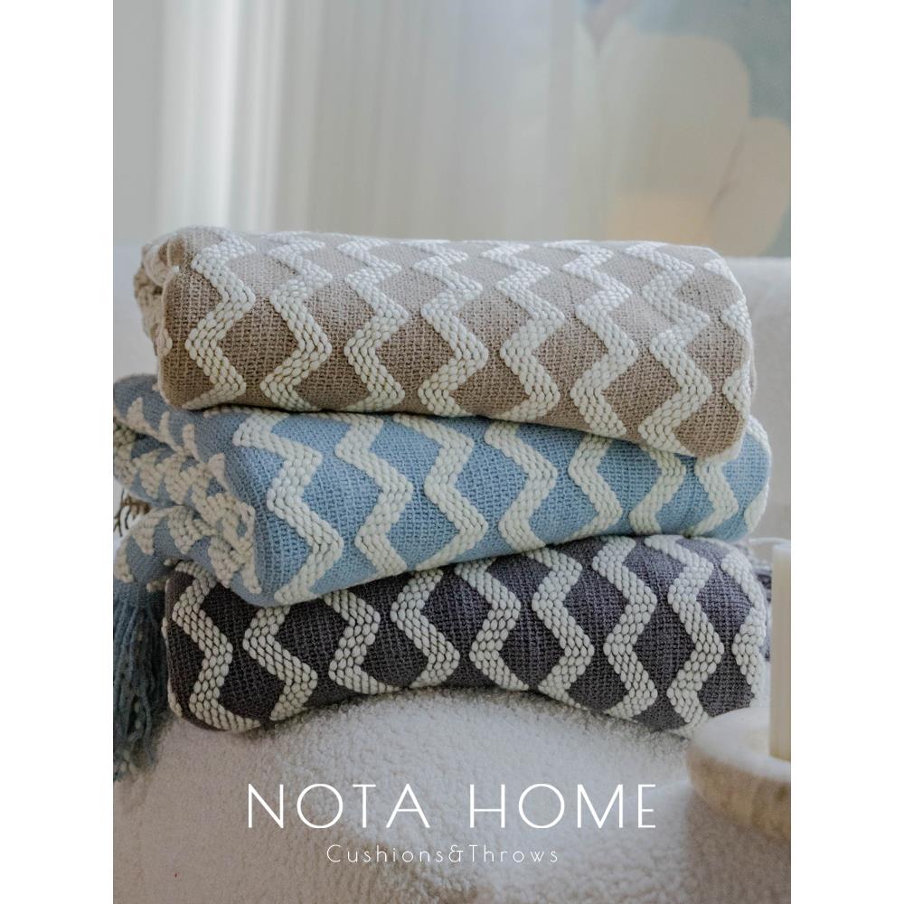 北欧风格沙发毯纯色空调毯针织办公室午餐毯汽车罩毯航空毯单披肩