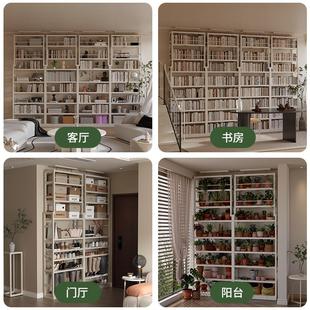 置物架实木落地多层收纳储物架家用客厅靠墙隔断一体展示陈列柜子