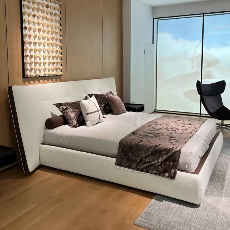 Rever宽屏棉麻布艺床现代简约别墅大平层设计师样板房双人主卧床