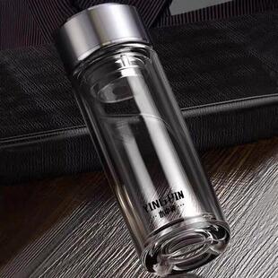 水中神玻璃杯双层加厚隔热泡茶杯可携式茶隔车载高档水杯子定制